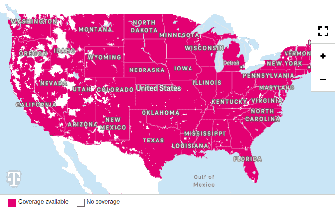 T-Mobile network map detail